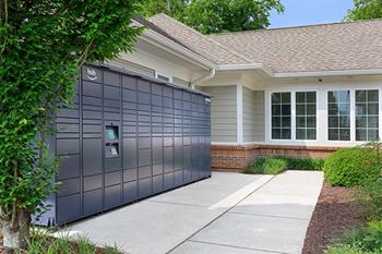 a garage door in front of a house